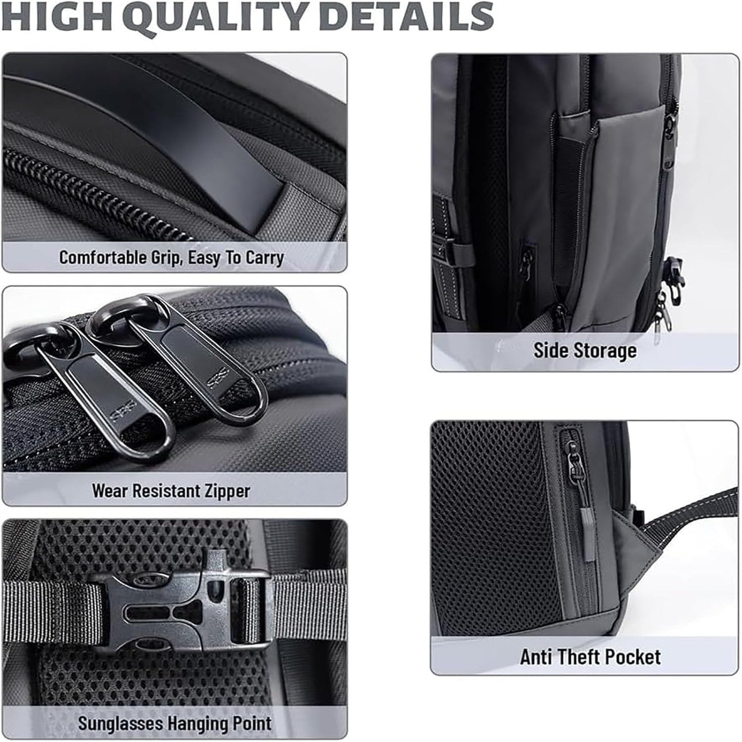Durable oxford travel backpack, expandable for luggage, with anti-theft lock & wet pocket.