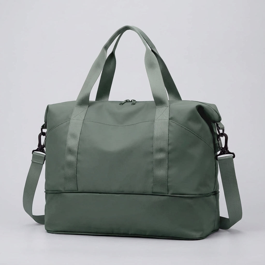 Unisex expandable waterproof duffel bag packed and ready for a hassle-free travel adventure.
