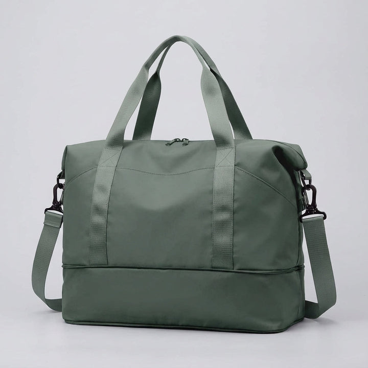 Unisex expandable waterproof duffel bag packed and ready for a hassle-free travel adventure.