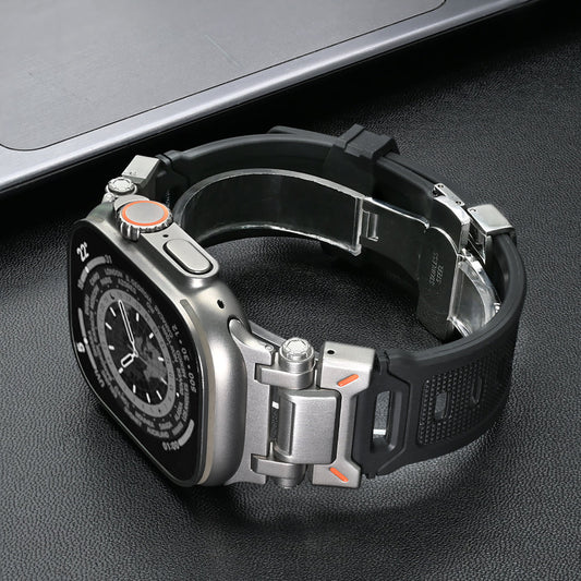 Unisex Explorer silicone strap for Apple Watch, durable and comfortable for daily wear.