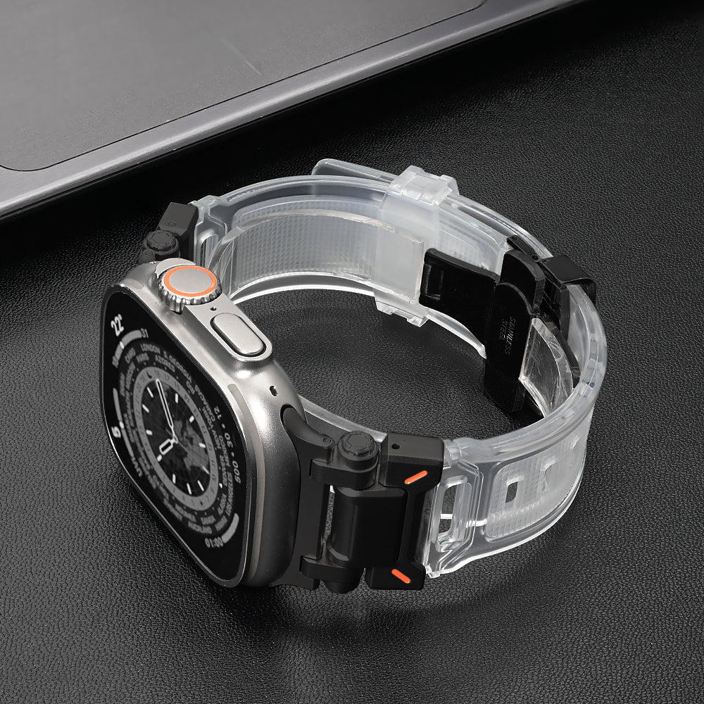 Apple Watch sport band: durable silicone strap with quick release feature.