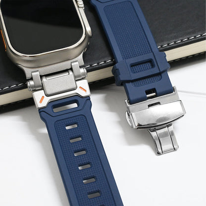 Modern unisex silicone strap for Apple Watch, enhancing your style.