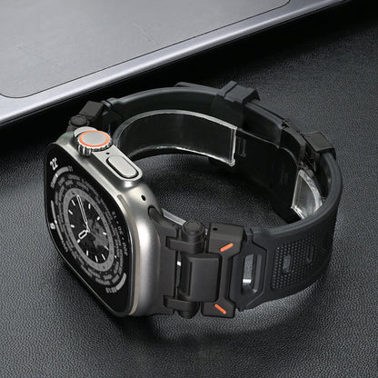 Stylish silicone Apple Watch band with quick release, perfect for active lifestyles.