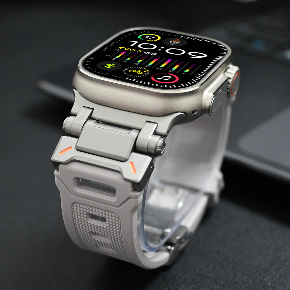 Stylish and durable unisex Explorer silicone strap for Apple Watch.