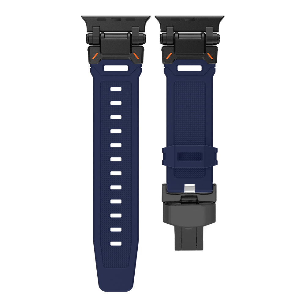 Resilient Explorer silicone Apple Watch band, perfect for all activities.