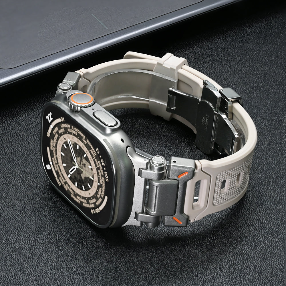 Durable Apple Watch accessory: Explorer silicone strap for long-lasting use.