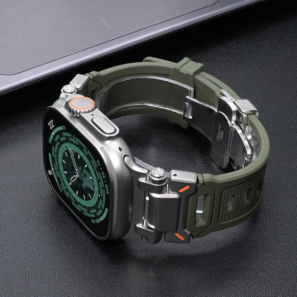 Sleek unisex Explorer silicone Apple Watch band, a modern watch accessory.