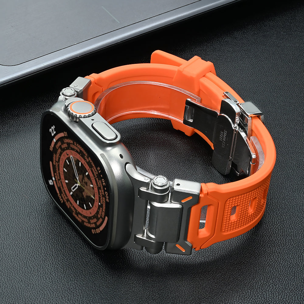 Flexible and durable Explorer silicone band for Apple Watch, ultimate comfort.