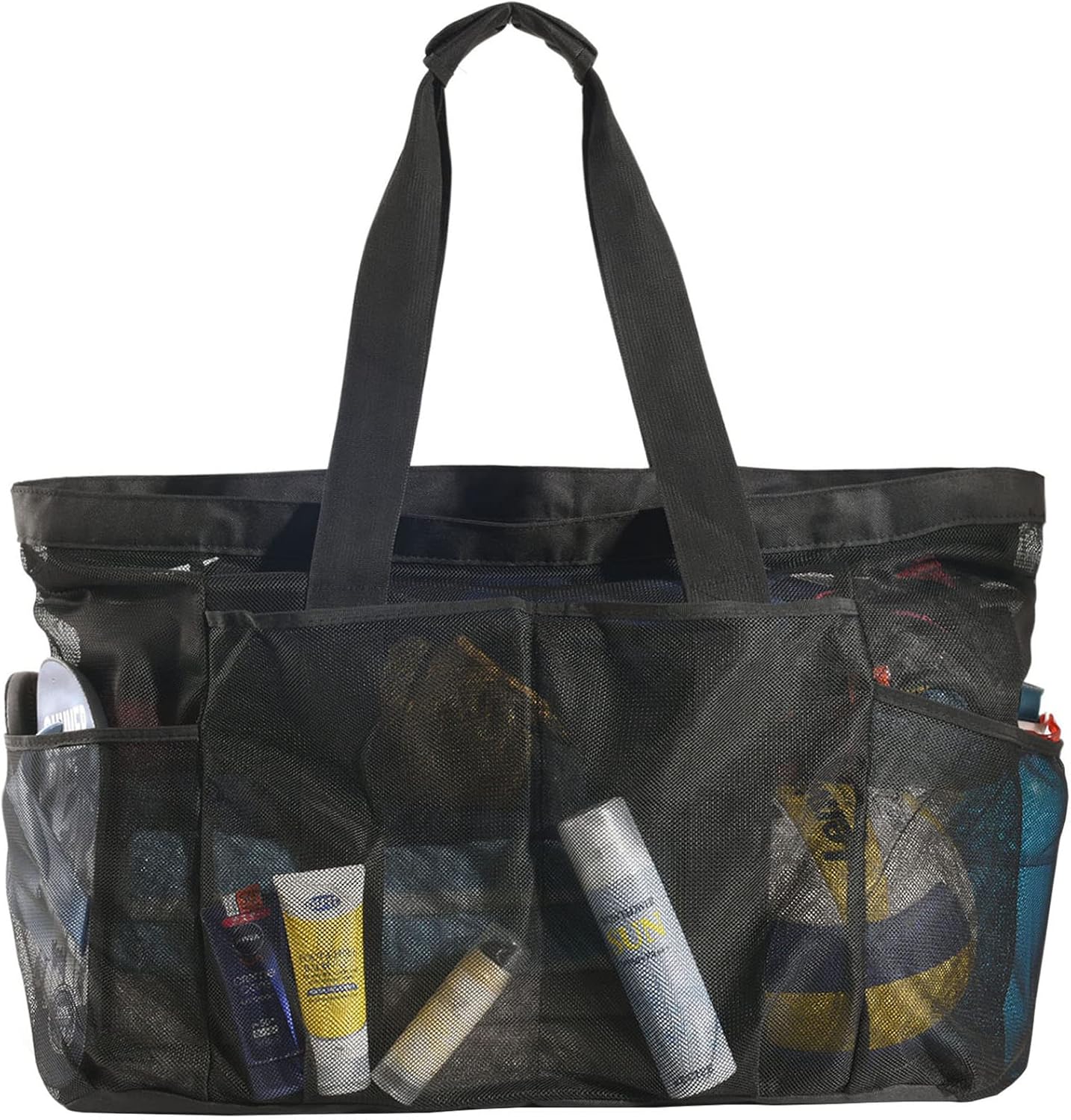 Unisex extra-large mesh beach tote. Sandproof zipper carryall, perfect for beach trips & summer essentials.