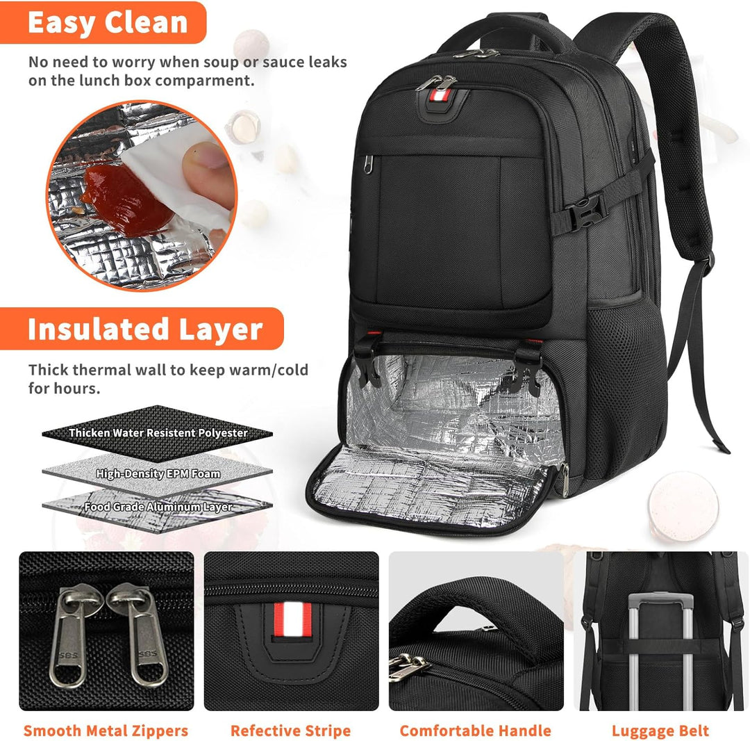 Durable unisex student backpack, extra-large, with USB charger & insulated compartment for daily use.