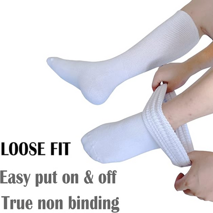 Extra wide knee high socks for diabetes & lymphedema. Unisex comfort for swollen feet, neuropathy relief. 2 pairs.