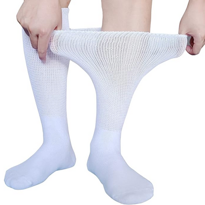 Soft extra wide lymphedema socks. Unisex knee-high comfort for swollen feet, offering diabetic neuropathy relief.