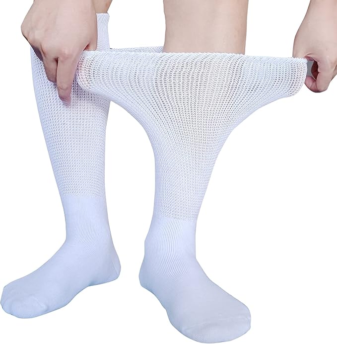 Comfortable extra wide medical socks for diabetic foot care, lymphedema, & swollen feet.