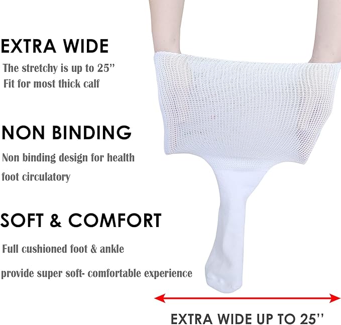 Breathable extra wide diabetic & lymphedema socks, ensuring ultimate foot comfort & care.