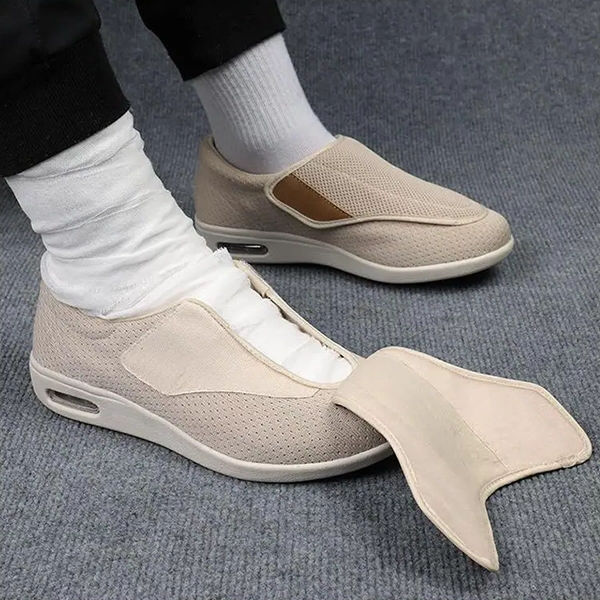 Unisex extra wide diabetic shoes for swollen feet, lace-up design, orthopedic comfort & pain relief.