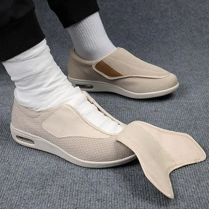Unisex extra wide diabetic shoes for swollen feet, lace-up design, orthopedic comfort & pain relief.