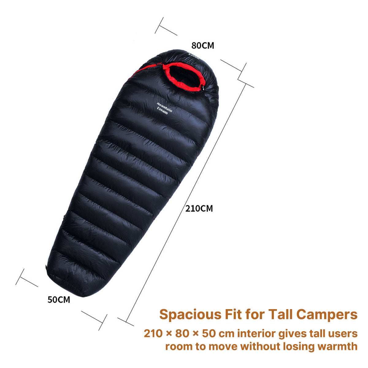 Interior view of the spacious yet insulating Unisex Extreme Weather Down Mummy Sleeping Bag, comfortable for outdoor gear