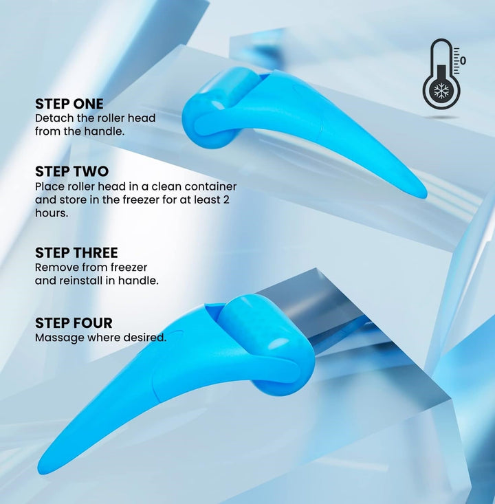 Portable facial ice roller for on-the-go skin care, reducing swelling & enhancing glow.