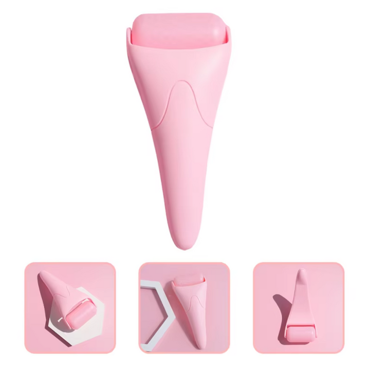 Multi-benefit ice roller for facial contouring, improving lymphatic drainage & skin tone.