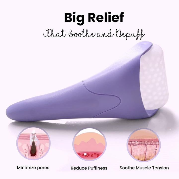 Unisex facial ice roller for pre-makeup prep, minimizing pores & creating a smooth base.