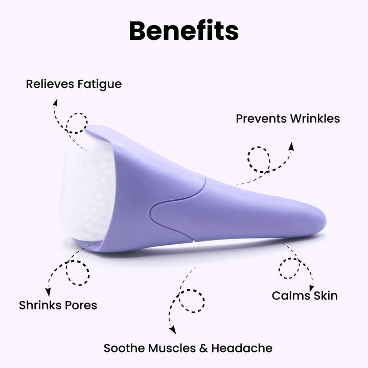 Innovative facial ice roller for quick skin relief, minimizing swelling & soothing dryness.