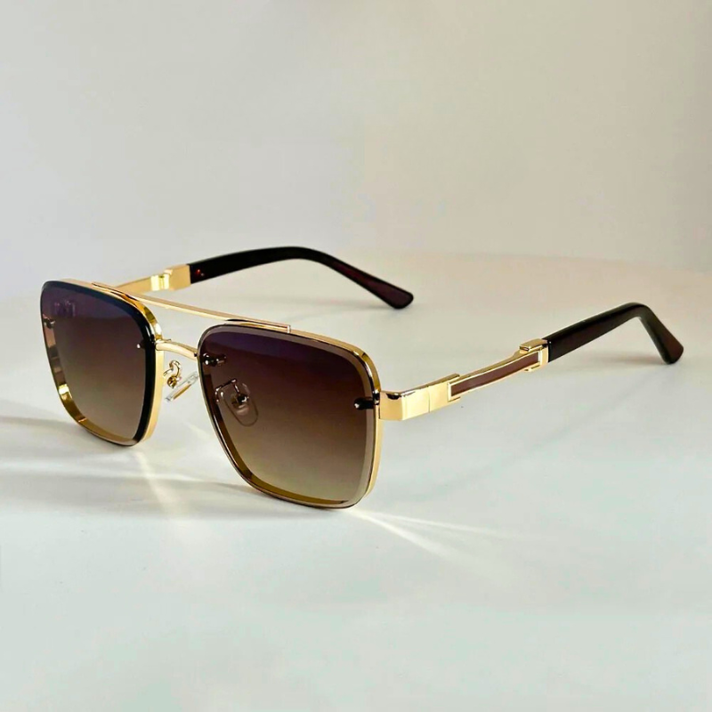 Modern shades: stylish unisex metal frame sunglasses offering essential UV eye protection.