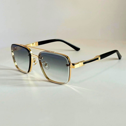 Contemporary unisex sunglasses featuring a sleek metal frame and excellent UV eye protection.