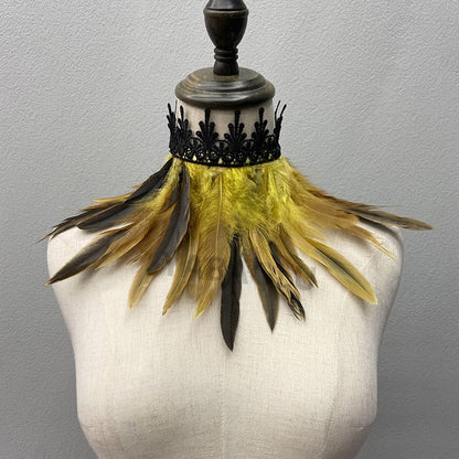 Soft faux feather choker, lightweight & comfortable. A versatile unisex accessory for any costume.