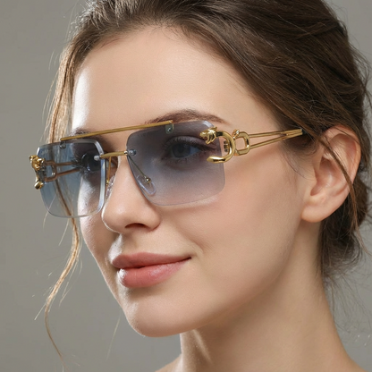 Photochromic unisex sunglasses with UV400 protection, feather-light rimless design, ideal for changing light.
