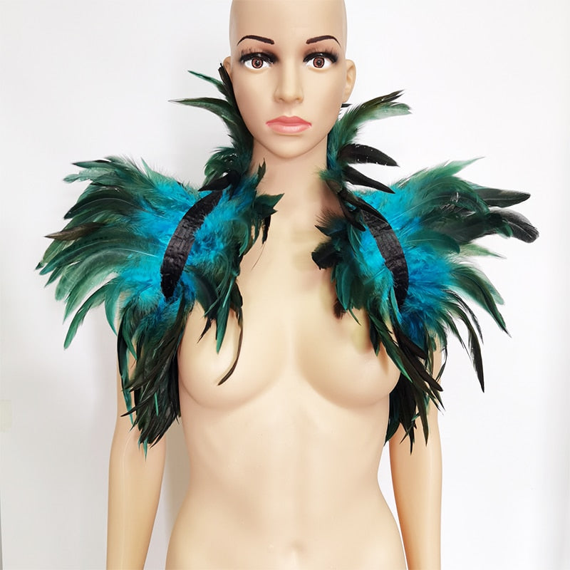 Unique design feather wrap, a striking statement piece for costumes, festivals & evening events.