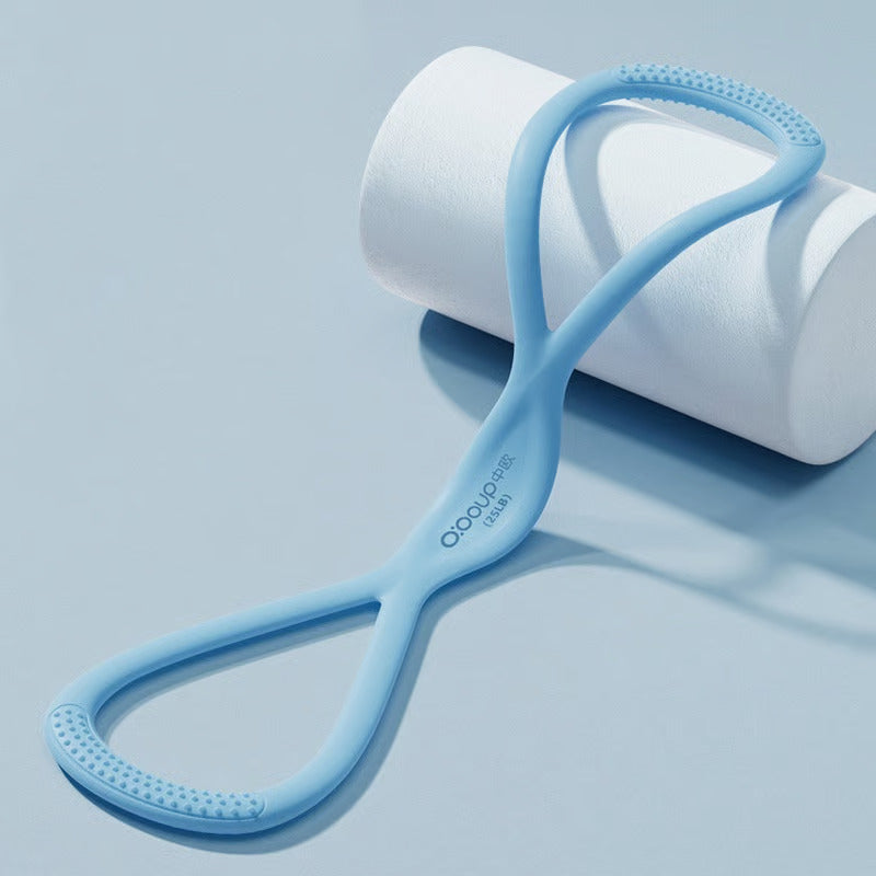 Compact Figure 8 resistance band, ideal for fitness, strength training, and posture improvement workouts.