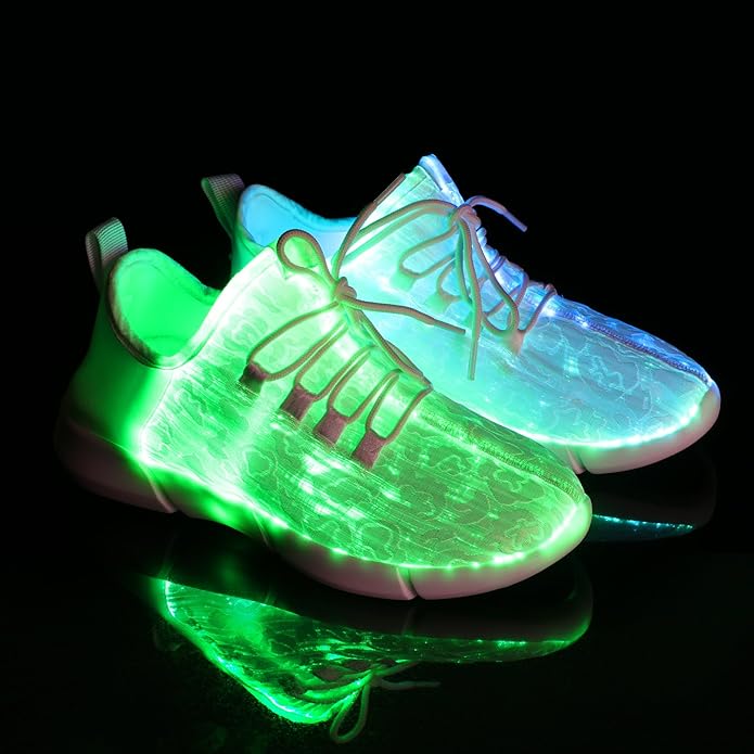 Cool fiber optic light-up sneakers with flashing LEDs for men and women. Unique glow shoes for parties & festivals.