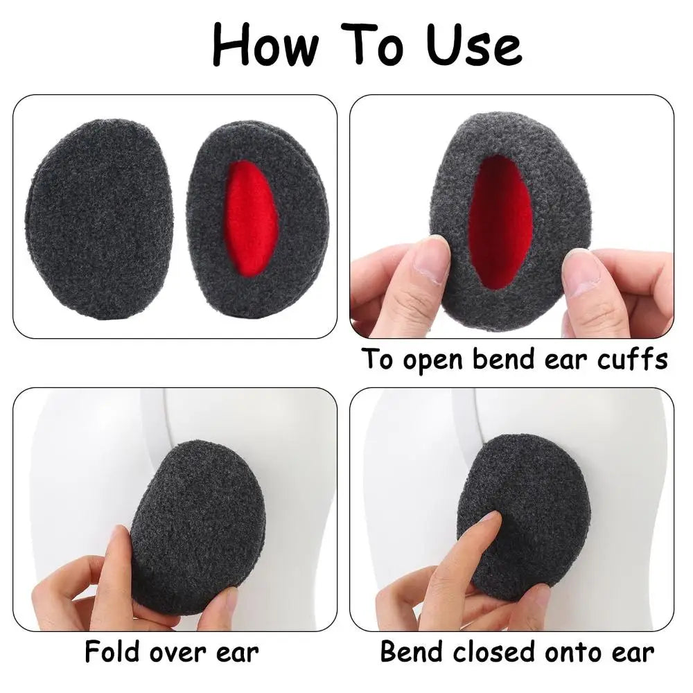 Portable bandless fleece ear muffs for discreet winter warmth. Ideal cold weather gear & outdoor accessories.