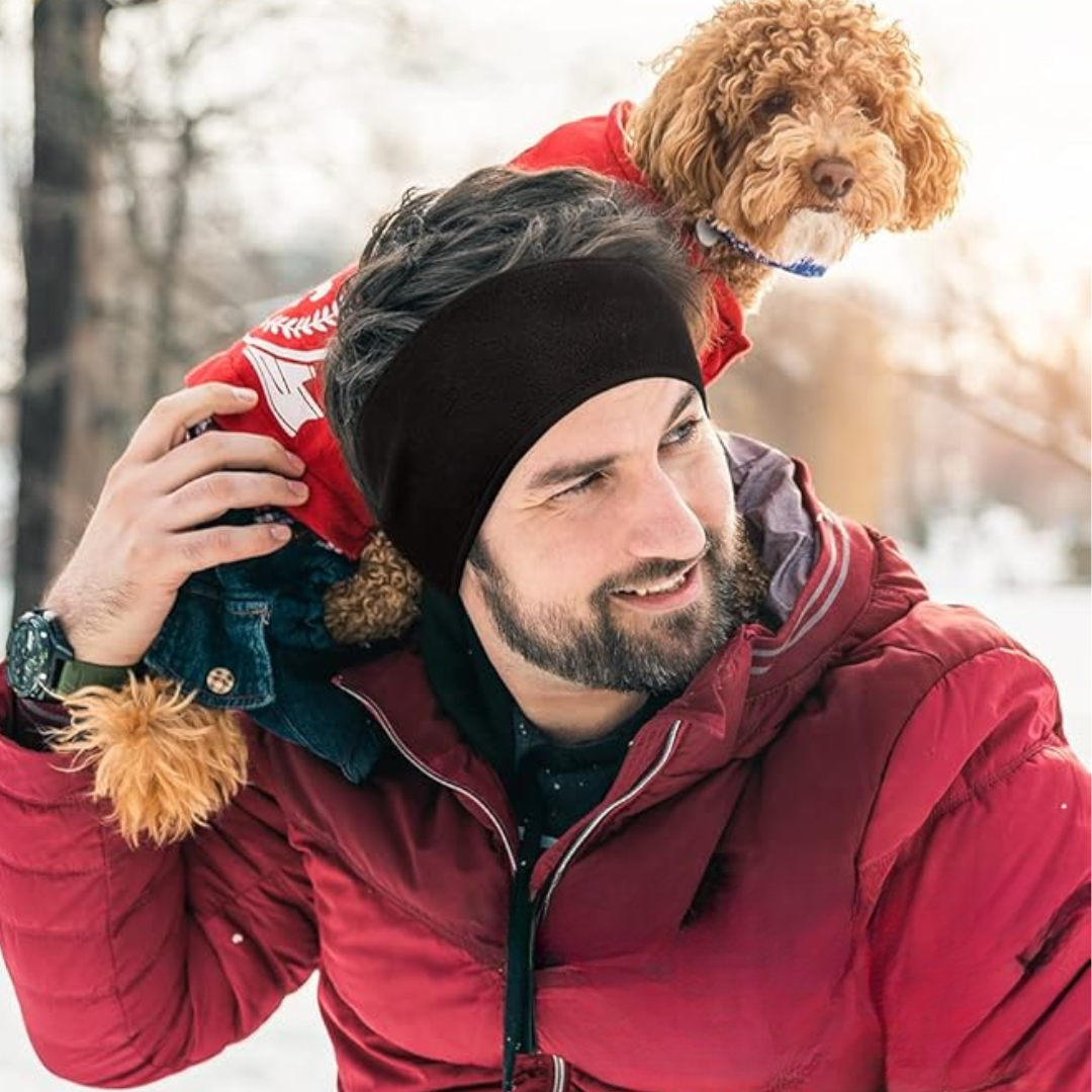 Durable fleece ear warmers for active outdoor use. Unisex design for winter sports & running.