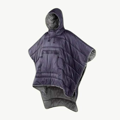 Unisex fleece-lined outdoor poncho, waterproof & lightweight, ideal for hiking and camping adventures