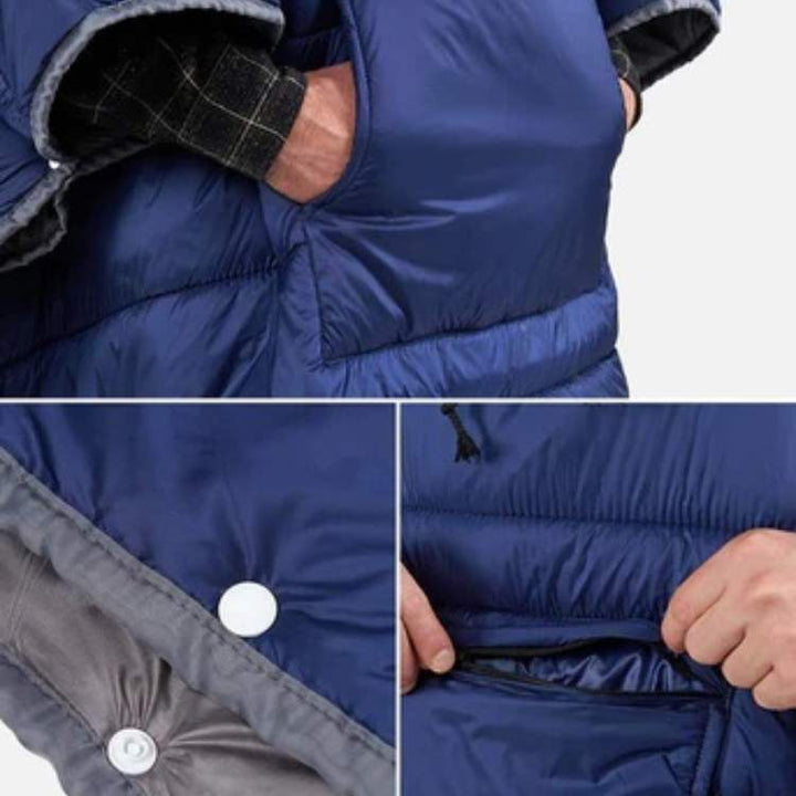 Unisex waterproof poncho, folded, showcasing its compact design for easy travel and outdoor adventures