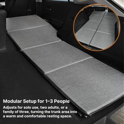 Portable car travel bed, compact and foldable camping gear, perfect sleep solution for road adventurers.