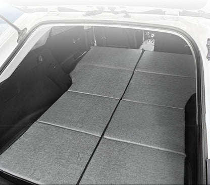 Universal fit car mattress, a portable and comfortable travel bed for camping and road trip adventures.
