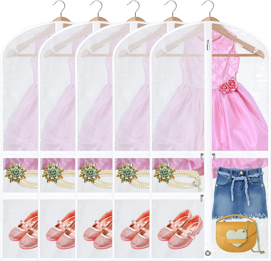 Unisex foldable dance garment bags, 5-pack, with secure zip pockets for costumes & travel.