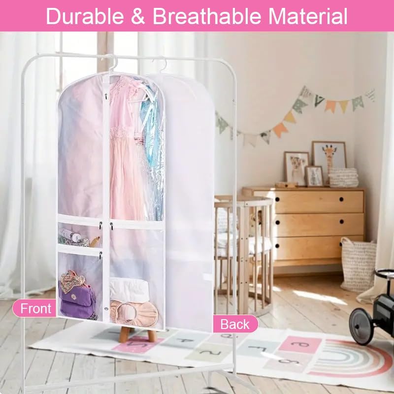 Unisex travel garment bags for dance costumes, foldable with multiple zip pockets, ideal for performers, 5-piece.