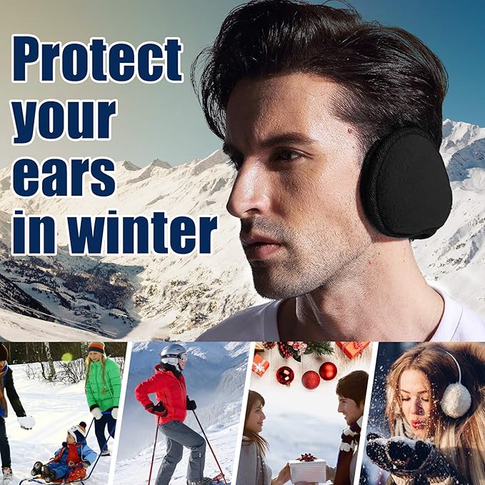 Durable foldable fleece earmuffs for men & women, perfect for winter adventures.