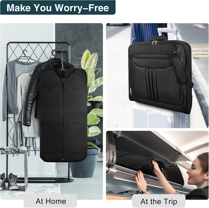 Essential wrinkle-free travel garment bag. Foldable carry-on suit organizer for convenient travel.