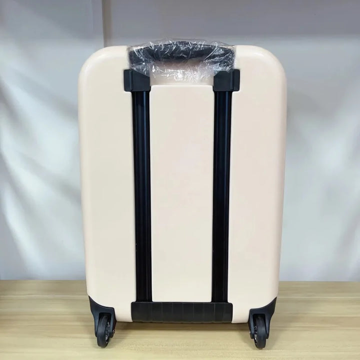Compact foldable hard shell luggage. Space-saving rolling suitcase, ideal for small storage or travel.