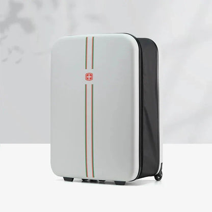 Foldable hard shell cabin luggage. Smart rolling suitcase for efficient and compact weekend travel.
