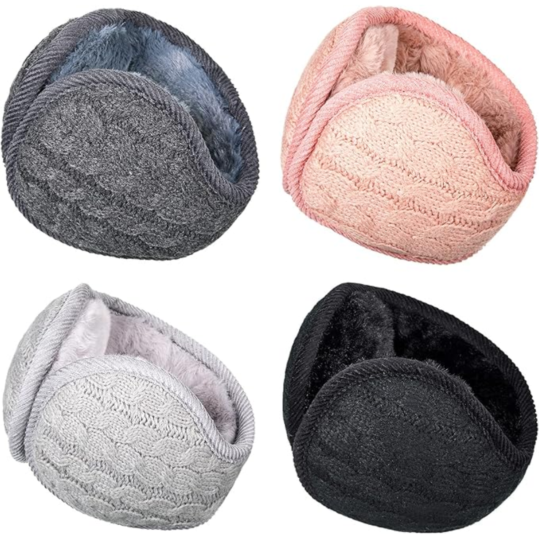 Unisex foldable knitted ear warmers for winter. Stay warm & comfortable during cold outdoor activities.