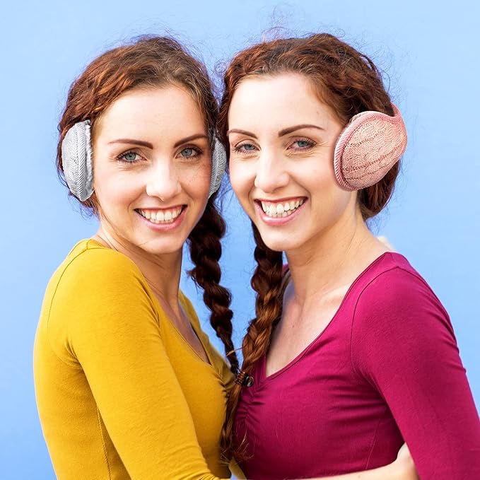 Soft knitted ear warmers with warm fleece lining. Unisex design for ultimate winter comfort & cold protection.
