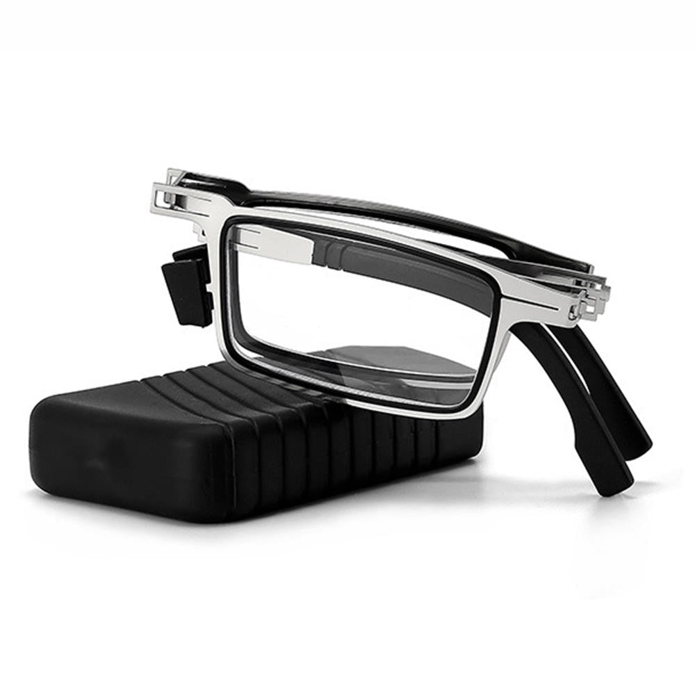 Unisex foldable reading glasses with blue light filter & scratch resistant lenses. Portable, clear vision eyewear.