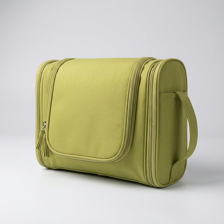 Sleek design foldable toiletry bag for unisex travelers, offering compact storage and practical organization.