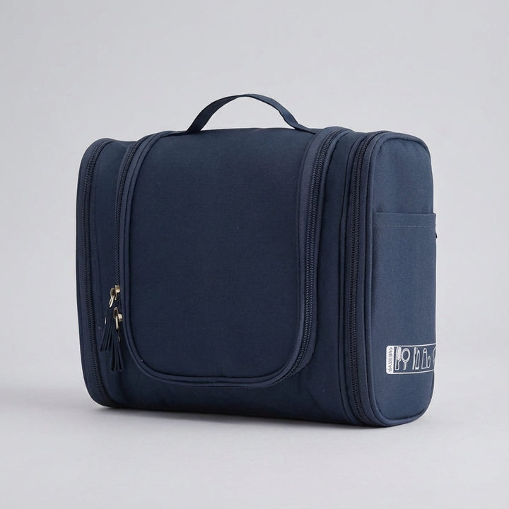Unisex travel toiletry bag with hook, a compact foldable organizer for all your personal items.