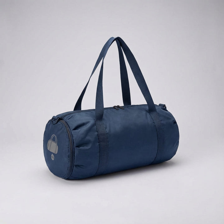 Foldable weekend duffel bag with wet dry pocket, lightweight and water-resistant for convenient travel.